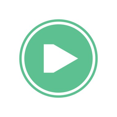 Yeşil daire Beyaz ok. Düz vektör web simgesi.