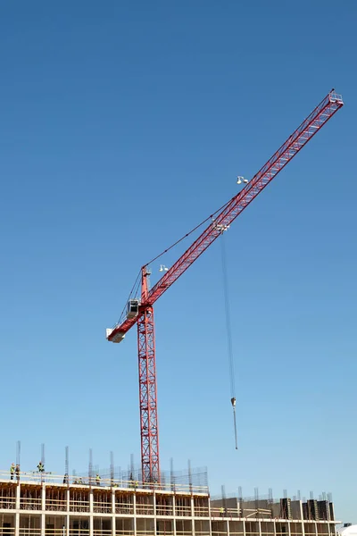 Construção Novo Complexo Residencial Centro Comercial Trabalhadores Fazem Reforço Para — Fotografia de Stock