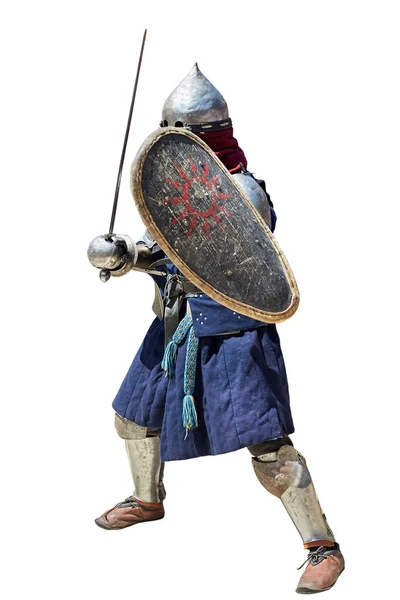 Portrait Military Soldier Medieval Knight Viking Scythian Isolated Portrait Medieval — Stock Photo, Image