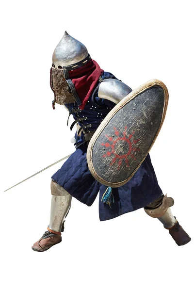 Porträt Soldat Mittelalterlicher Ritter Wikinger Sense Isoliertes Porträt Des Mittelalters — Stockfoto