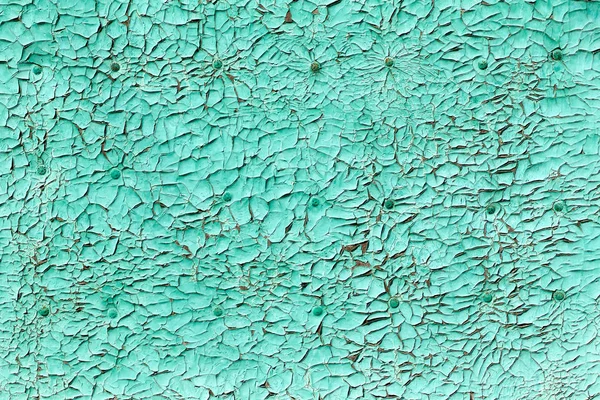 Ancient Wooden Background Dry Peeling Paint Large Cracks Green Color — Stock Photo, Image