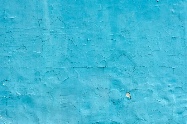 Foto Orizzontale Una Vecchia Parete Con Crepe Colore Blu — Foto Stock