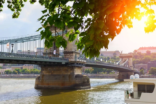 Ponte Delle Catene Sul Danubio Ungheria Città Budapest — Foto Stock