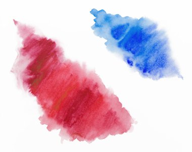 Açık arkaplanda soyut suluboya. Renkler kağıda sıçrıyor. El yapımı..