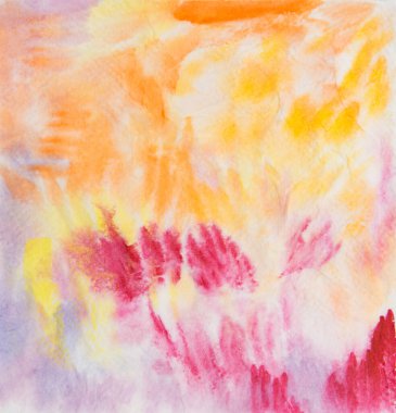 Açık arkaplanda soyut suluboya. Renkler kağıda sıçrıyor. El yapımı..