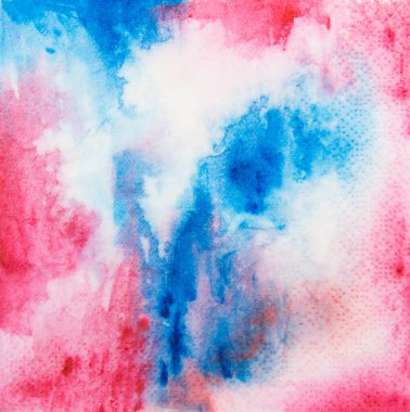 Açık arkaplanda soyut suluboya. Renkler kağıda sıçrıyor. El yapımı..