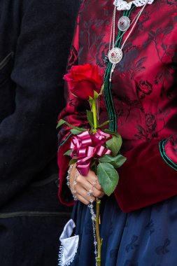 Selargius, İtalya - 9 Eylül 2018: 58 Edition antik Selargino düğün - Sardunya