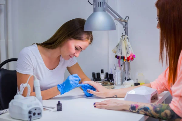 Nails Painting Brush Nail Salon Woman Hands — Stock Photo, Image