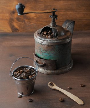 kahve tahıl makro fotoğraf. eski kahve fabrikasında yapılan