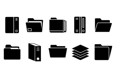 Bu dizin simgesi seti, temiz çizgiler ve basit şekillerle dizayn edilmiş minimalist siyah siluet koleksiyonunu içerir. Simgeler çeşitli klasör, doküman, küp ve katmanlı yığınları içerir, dijital düzen için mükemmeldir