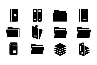 Bu dizin simgesi seti, temiz çizgiler ve basit şekillerle dizayn edilmiş minimalist siyah siluet koleksiyonunu içerir. Simgeler çeşitli klasör, doküman, küp ve katmanlı yığınları içerir, dijital düzen için mükemmeldir
