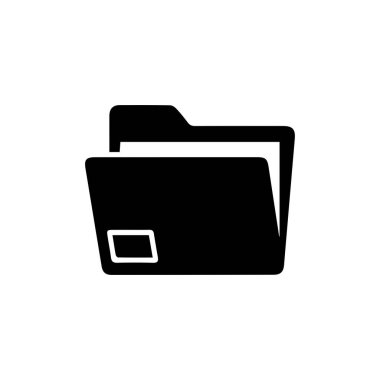 Basit bir siyah klasör simgesi minimal ve modern düz bir şekilde tasarlandı. Sembol, dosya yönetim sistemleri, uygulamalar ve dijital tasarım projelerinde kullanılmak için ideal hale getiren, içinde görünür bir belge kenarı olan klasik bir dizin şeklini içerir..