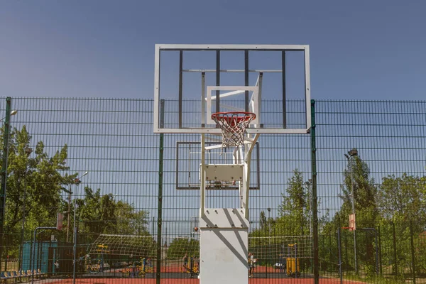Basketball hoop in the city stadium.
