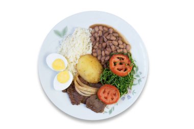 Brezilya yemek tabağı. Beyaz arkaplanda izole