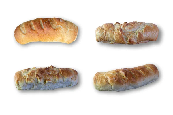 Domácí Řemeslné Chleby Izolováno Bílém Pozadí — Stock fotografie