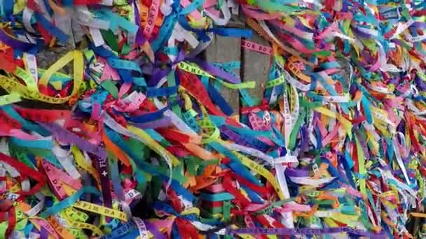Famous Colored Ribbons Entrance Church Senhor Bonfim Salvador Bahia — Stock Video