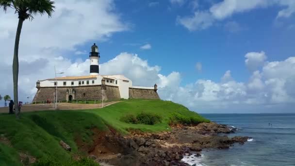 Time Lapse View Barra Beach Barra Lighthouse Salvador Bahia — Stock Video