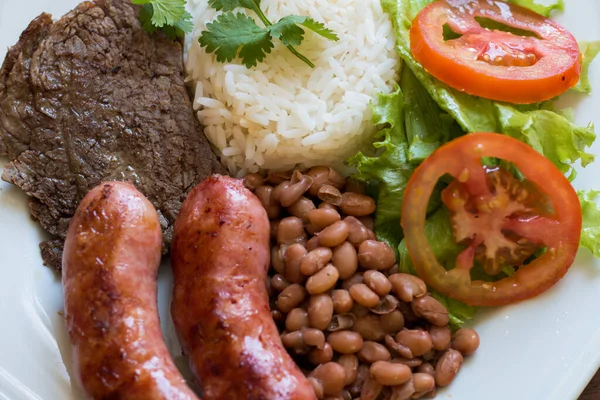 Ételtál Barbecue Val Brazil Élelmiszer — Stock Fotó