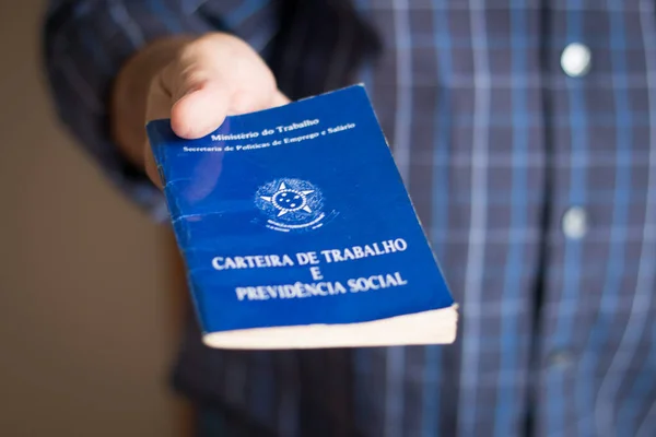 Braziliaanse Arbeid Portfolio Schriftelijke Werk Socialezekerheidskaart Het Portugees — Stockfoto