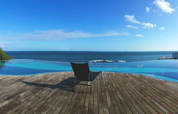 Piscina Infinita Con Vistas Mar Cielo Azul — Foto de Stock