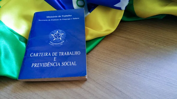 Cartão Trabalho Brasileiro Cartão Trabalho Escrito Previdência Social Português — Fotografia de Stock