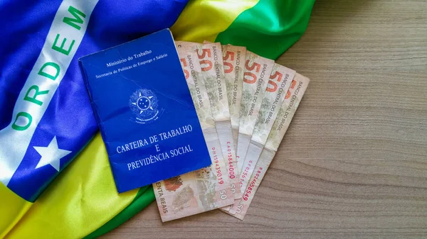 Бразильська Картка Written Work Social Security Card Португальською — стокове фото