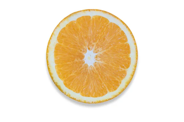 Dojrzała Pomarańcza Odizolowana Białym Tle Pocięta Kawałki Ścieżka Przestrzeń Kopiowania — Zdjęcie stockowe