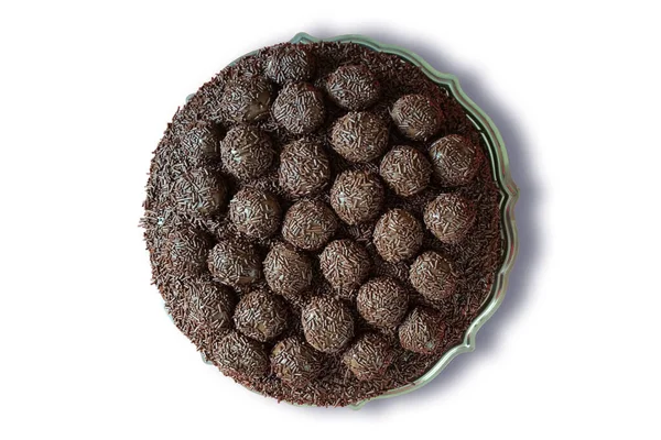 Brigadeiro Taart Traditioneel Braziliaans Zoet Geïsoleerd Witte Achtergrond Kopieer Ruimte — Stockfoto