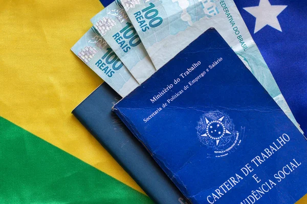 Brazilian Document Work Social Security One Hundred Reais Banknotes Brazilian — Stock Photo, Image