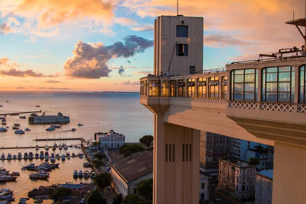 Solnedgång Utsikt Från Lacerda Hissen Det Historiska Centrum Salvador Bahia — Stockfoto