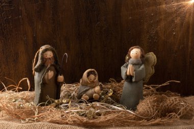 Geleneksel Noel süsü. İsa 'nın doğduğu doğum sahnesi. Kırsal
