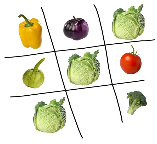 Spela Tic Tac Toe Med Vegetabiliska — Stockfoto