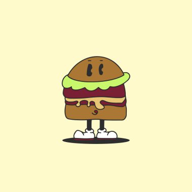 ekmek maskotu retro karakter el çizimi