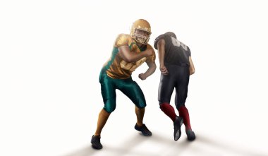 Beyaz izole eylem Amerikan futbolu oyuncusu