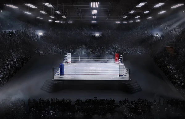 Arena de boxe com luz de estádio — Fotografia de Stock