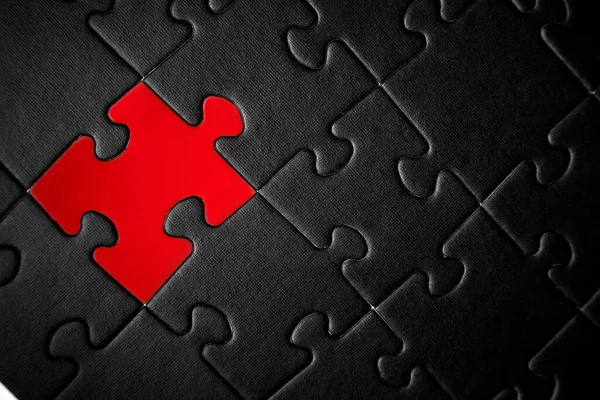 Puzzle Black One Red Element — Stock Photo, Image