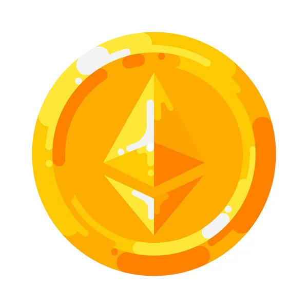 Golden Ethereum Moneda Cripto Blockchain Símbolo Aislado Vector Fondo Blanco — Archivo Imágenes Vectoriales