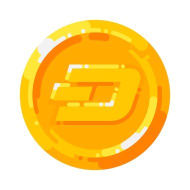 Altın çizgi sikke kripto para birimi blockchain simgesi beyaz arka plan vektör izole