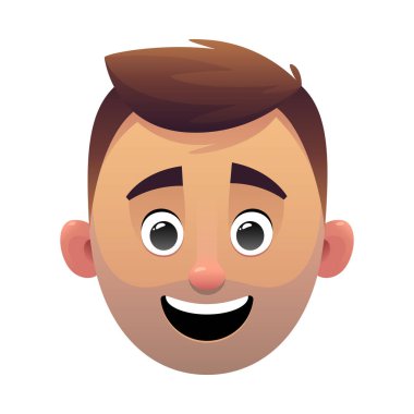 Genç adam baş avatar çizgi film yüz karakter vektör