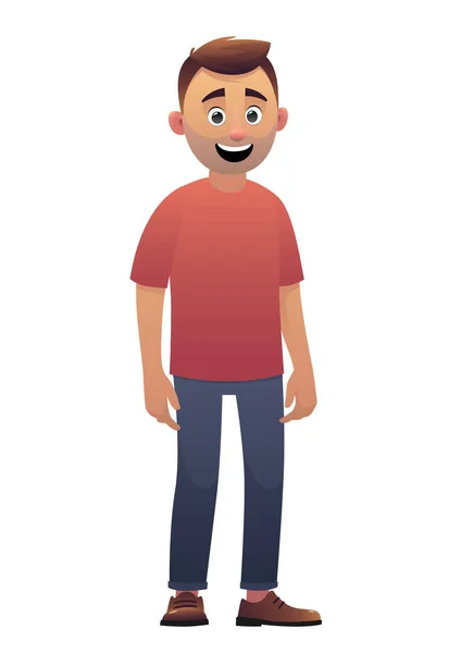 Personaje Dibujos Animados Hermoso Hombre Barbudo Sonriendo Vector — Archivo Imágenes Vectoriales