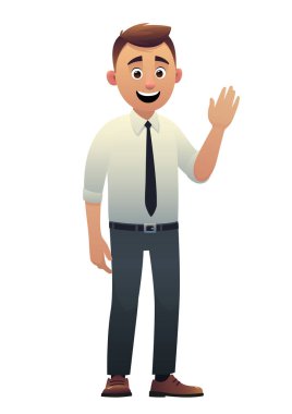 Vektör gülümseyen güzel genç adam izole karakter karikatür