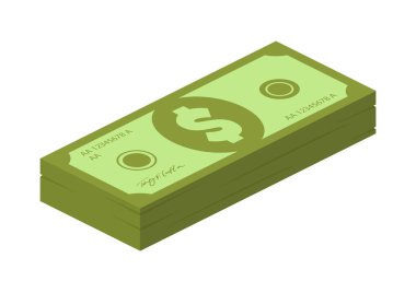 düz izometrik karikatür vektör banknot para illüstrasyon izole