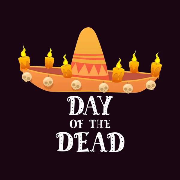 Dia Festival Férias Mexicano Morto Cartaz Com Vetor Sombrero — Vetor de Stock