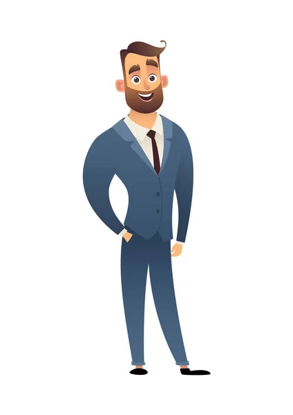 Character Office Worker Man Business Suit Vector Illustration Cartoon Style — Stock Vector