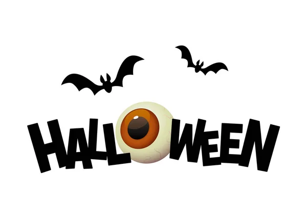 Banner Texto Negro Halloween Con Vector Ojos Dibujos Animados — Vector de stock