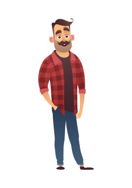 Mutlu bir adam hipster vektör illüstrasyon izole karikatür tarzı