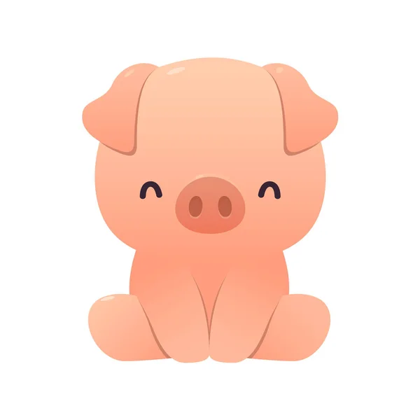 Illustration Vectorielle Dessin Animé Porc Mignon Assis Isolé Sur Fond — Image vectorielle