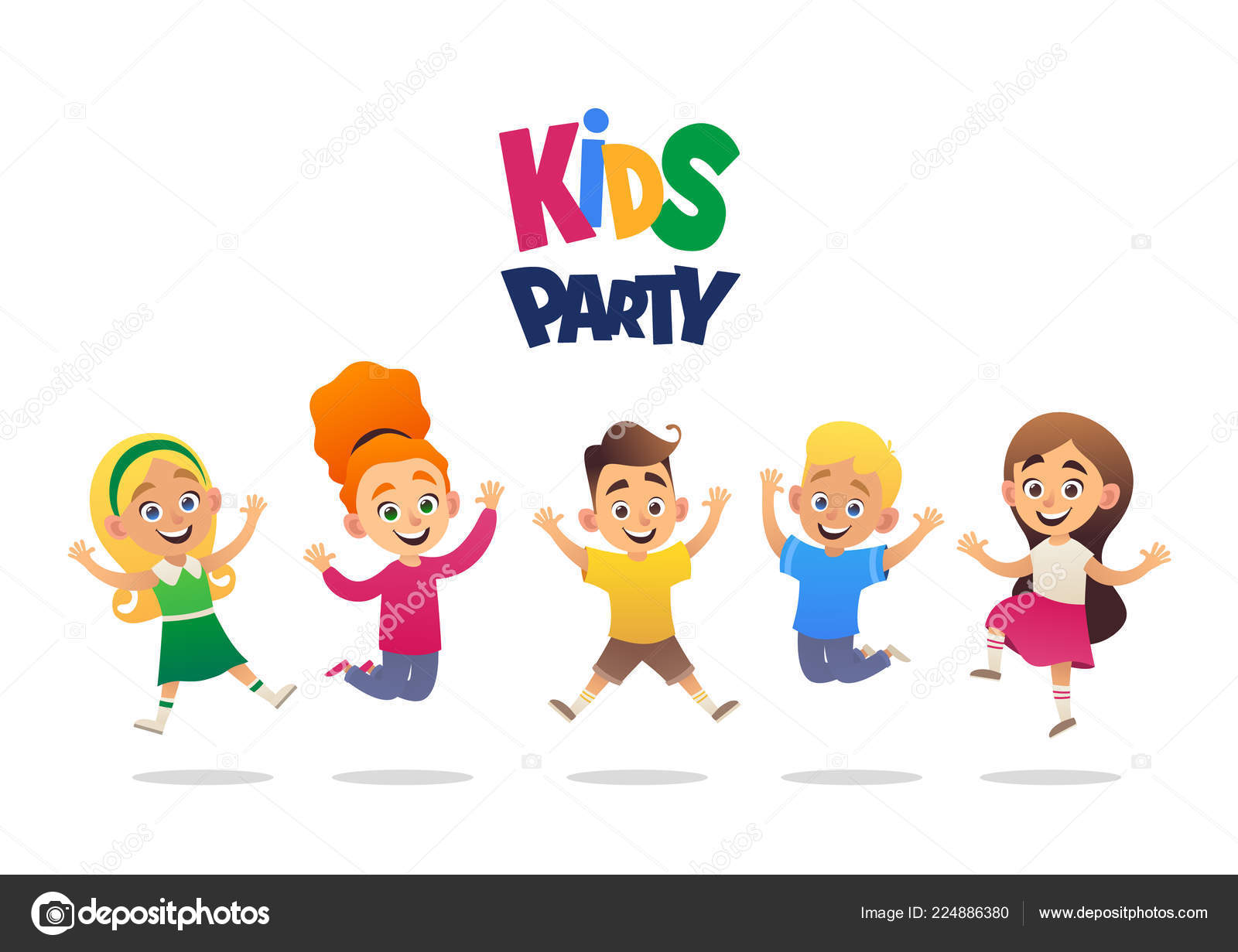 Kids Party Cartoon Background Funny Company Boys Girls Vector Illustration  Stock Vector Image by © #224886380