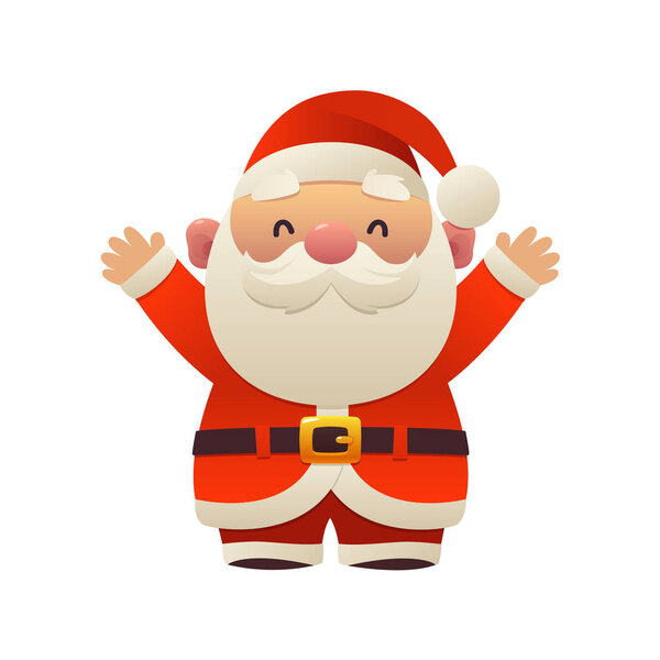 Santa Claus cartoon holiday character with hands up christmas vector on white background