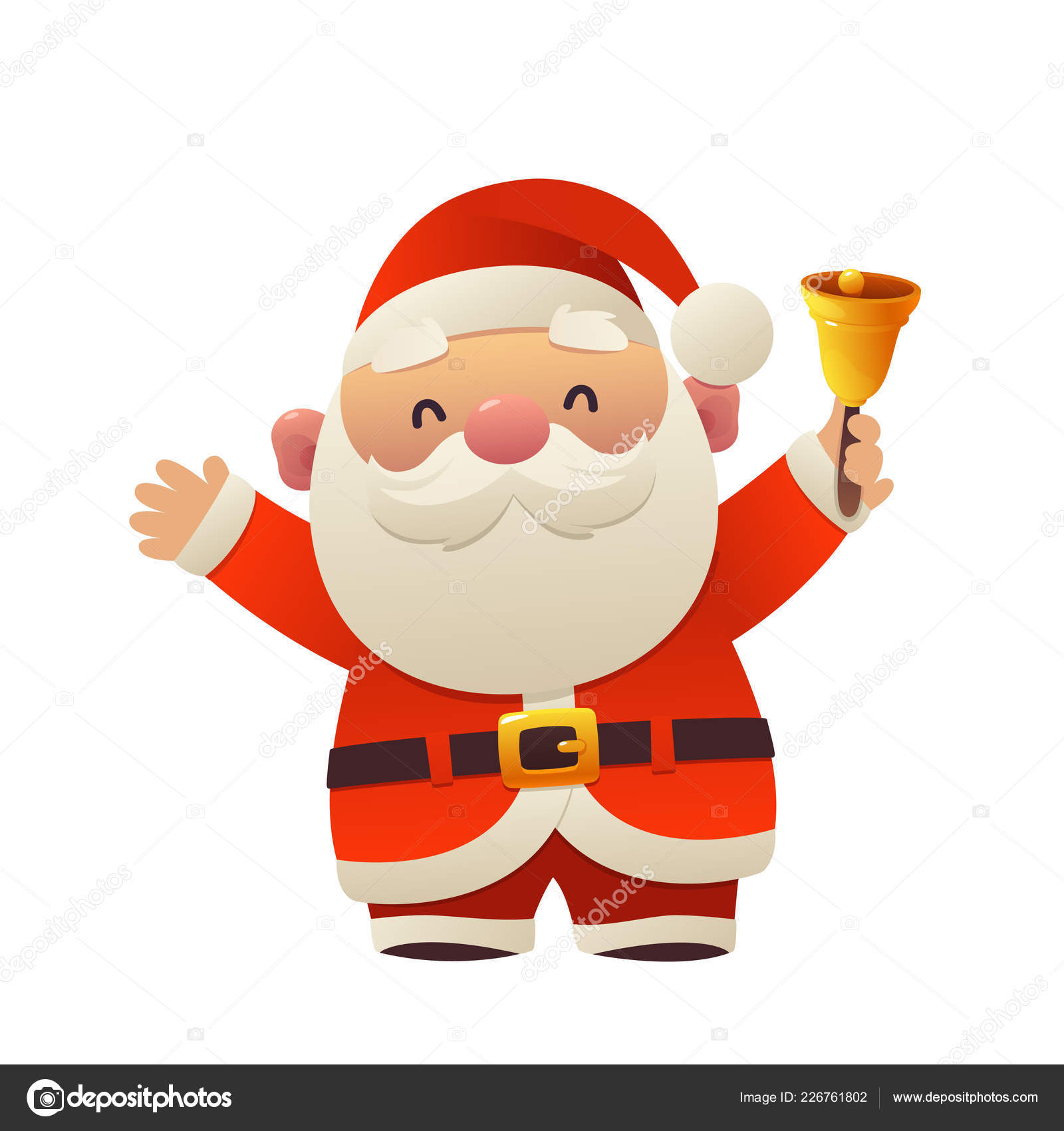 Cartoon Santa Claus Bell Your Christmas New Year Greeting